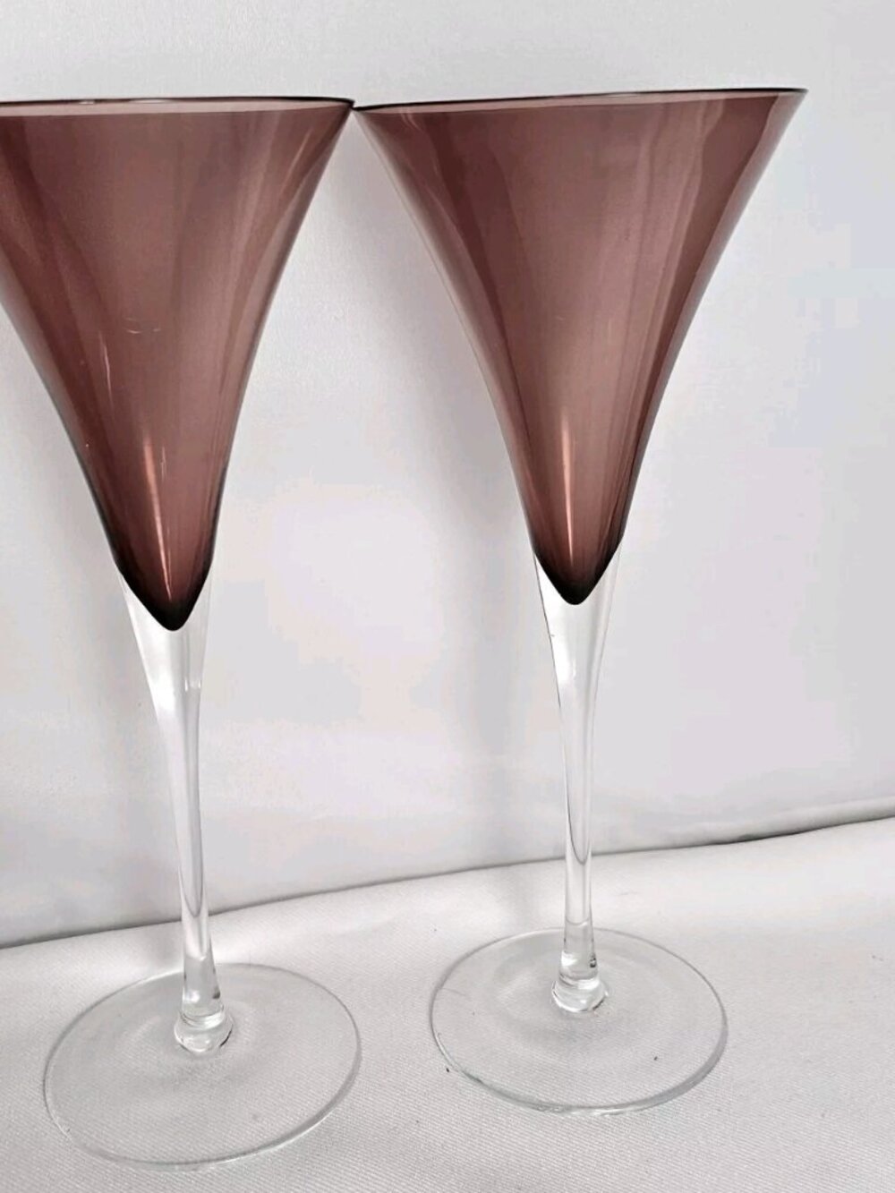 Pottery Barn Amethyst Wine Glasses 9" Bijoux stemmed goblet set/2 elegant flutes - Picture 6 of 12